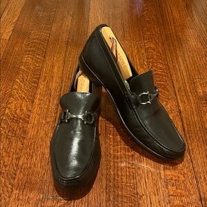 Salvatore Ferragamo Black Leather Horsebit Loafers